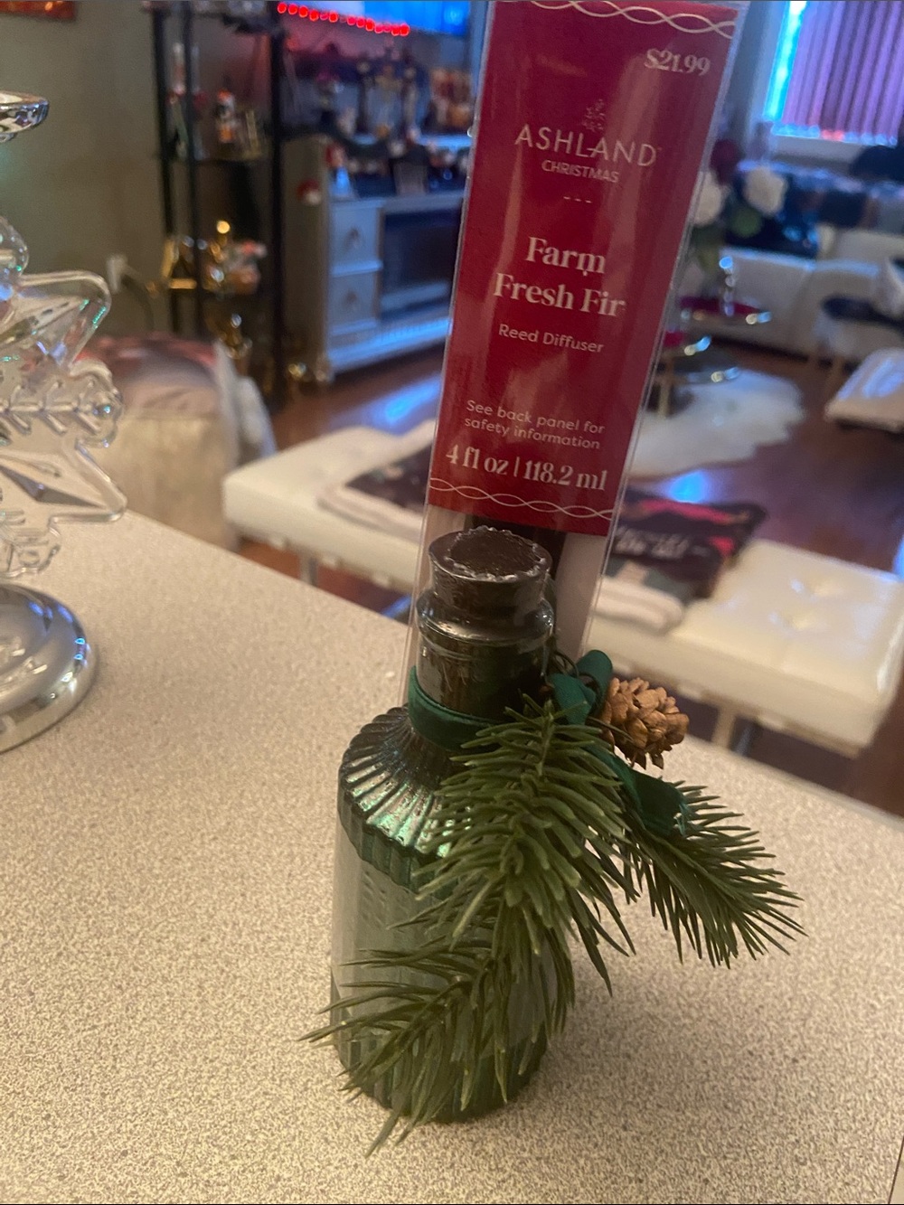 Ashland Green Holiday Fir Reed Diffuser with Pine Sprig